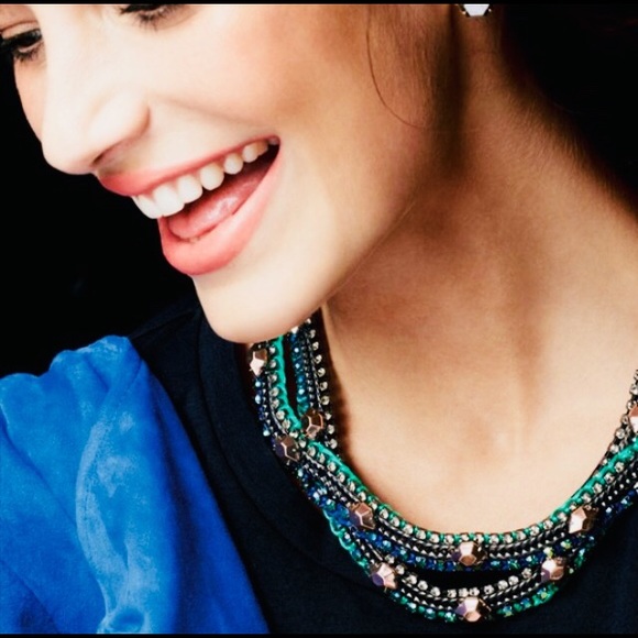 Stella & Dot | Retired🦚🌸💙Rose Gold + Hematite Mercury Statement Necklace - Picture 7 of 9